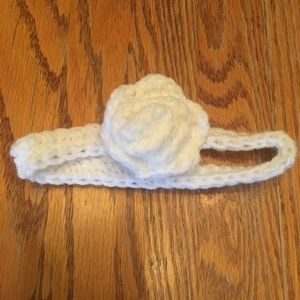 White Crochet Handband with Flower for Baby